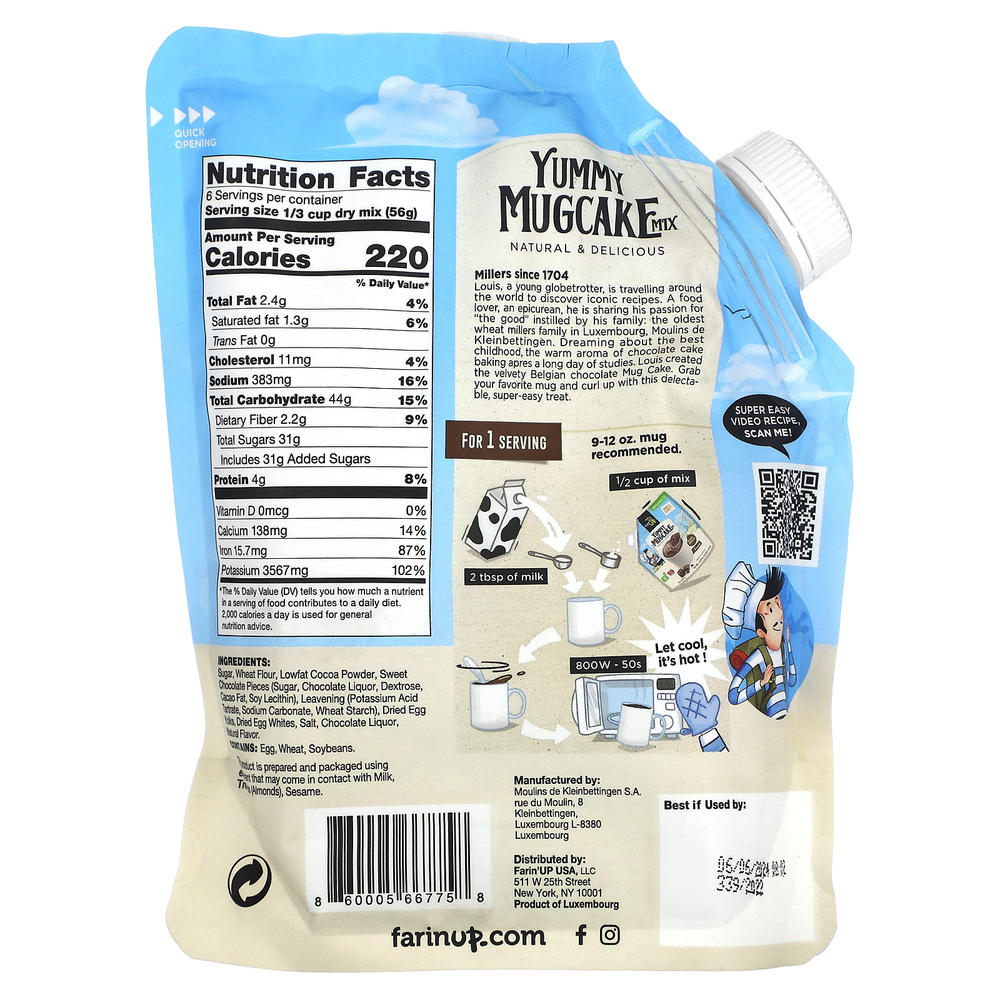 Farin' Up, Yummy Mugcake Mix, бельгийский шоколад, 425 г (15 унций)