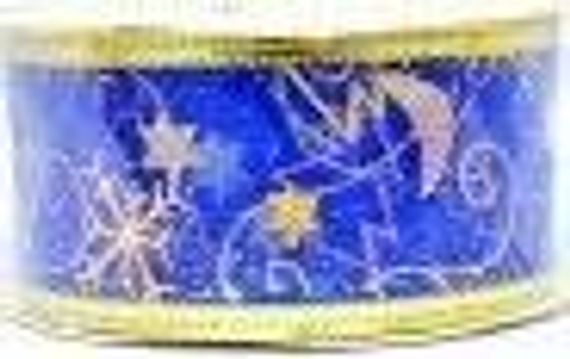 Лента для украшения узкая синяя с серебром, 3,5 см.х2,7 м. (523071)