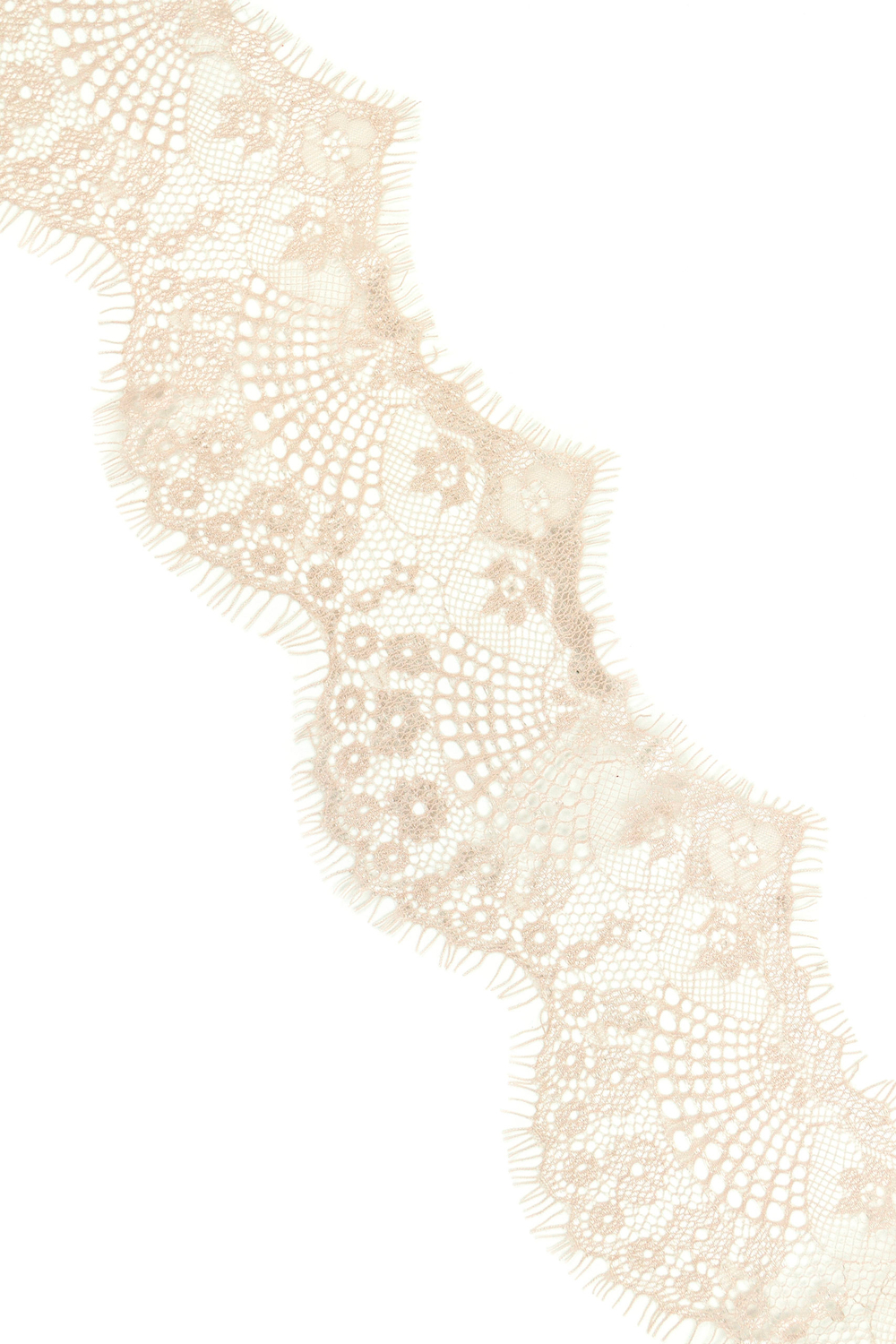 Узкое кружево шантильи пудровое неэластичное 11 см