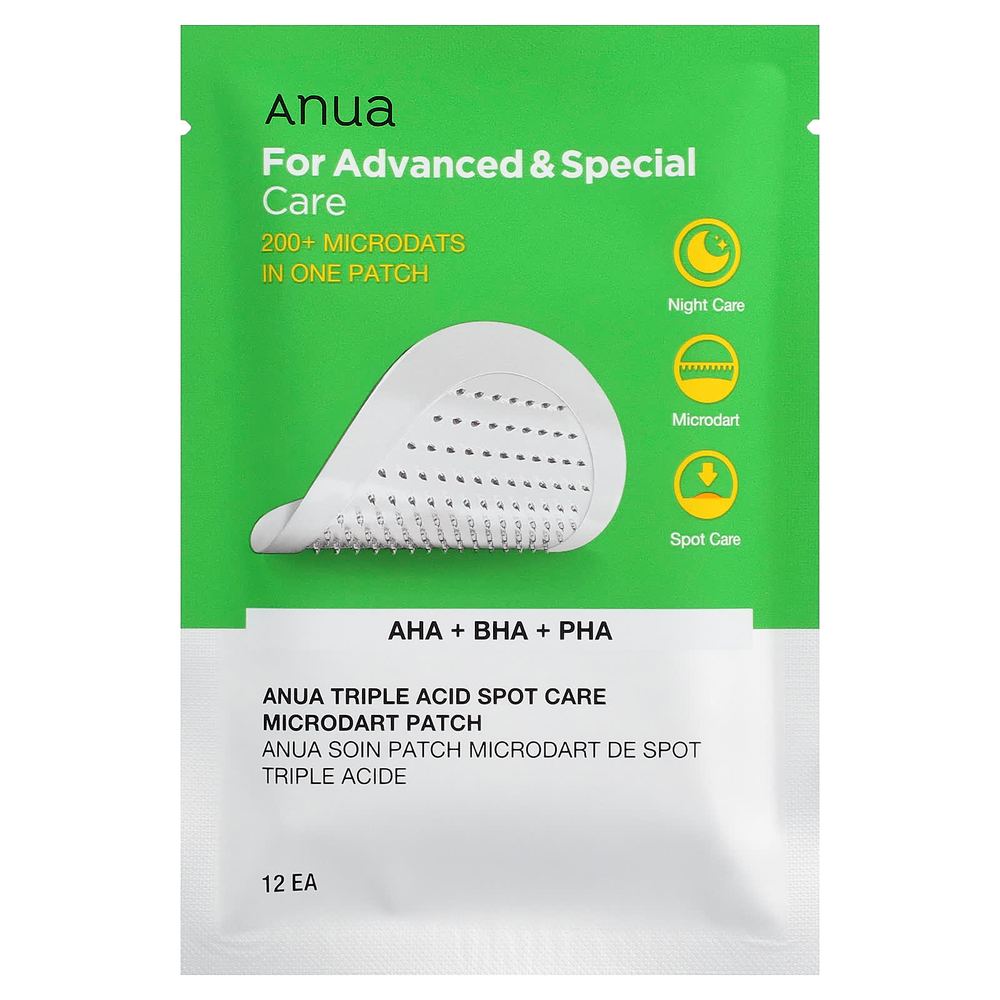 Anua, Microdart, патч для точечного ухода с тройной кислотой, 12 патчей