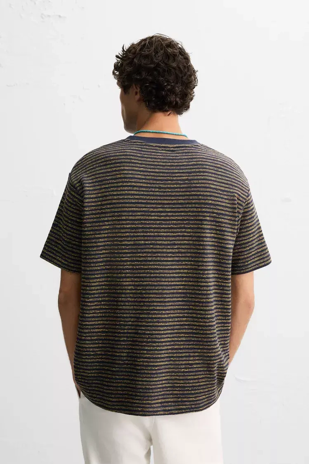 ZARA ЖАККАРДОВАЯ ФУТБОЛКА В ПОЛОСКУ, МОРСКОЙ СИНИЙ