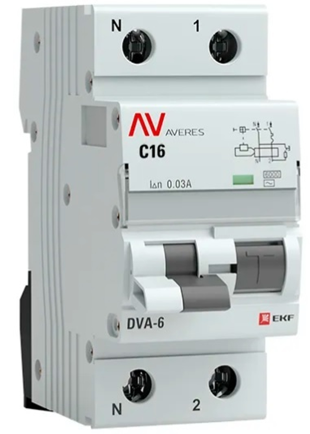 Автомат дифференциальный EKF rcbo6-1pn-16C-10-a-av