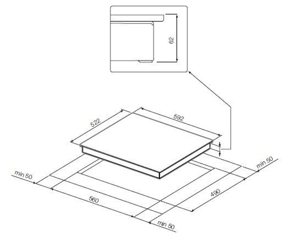 Индукционная варочная поверхность Graude IK 60.1 E схема встраивания