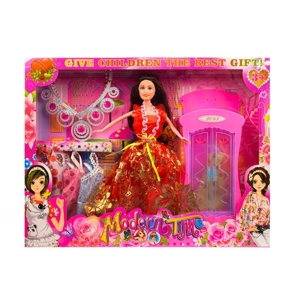 Кукла тип Модель с аксесс. коробка D214