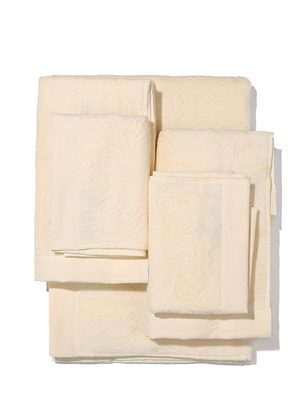 Элитные полотенца велюровые Logo слоновая кость от Roberto Cavalli