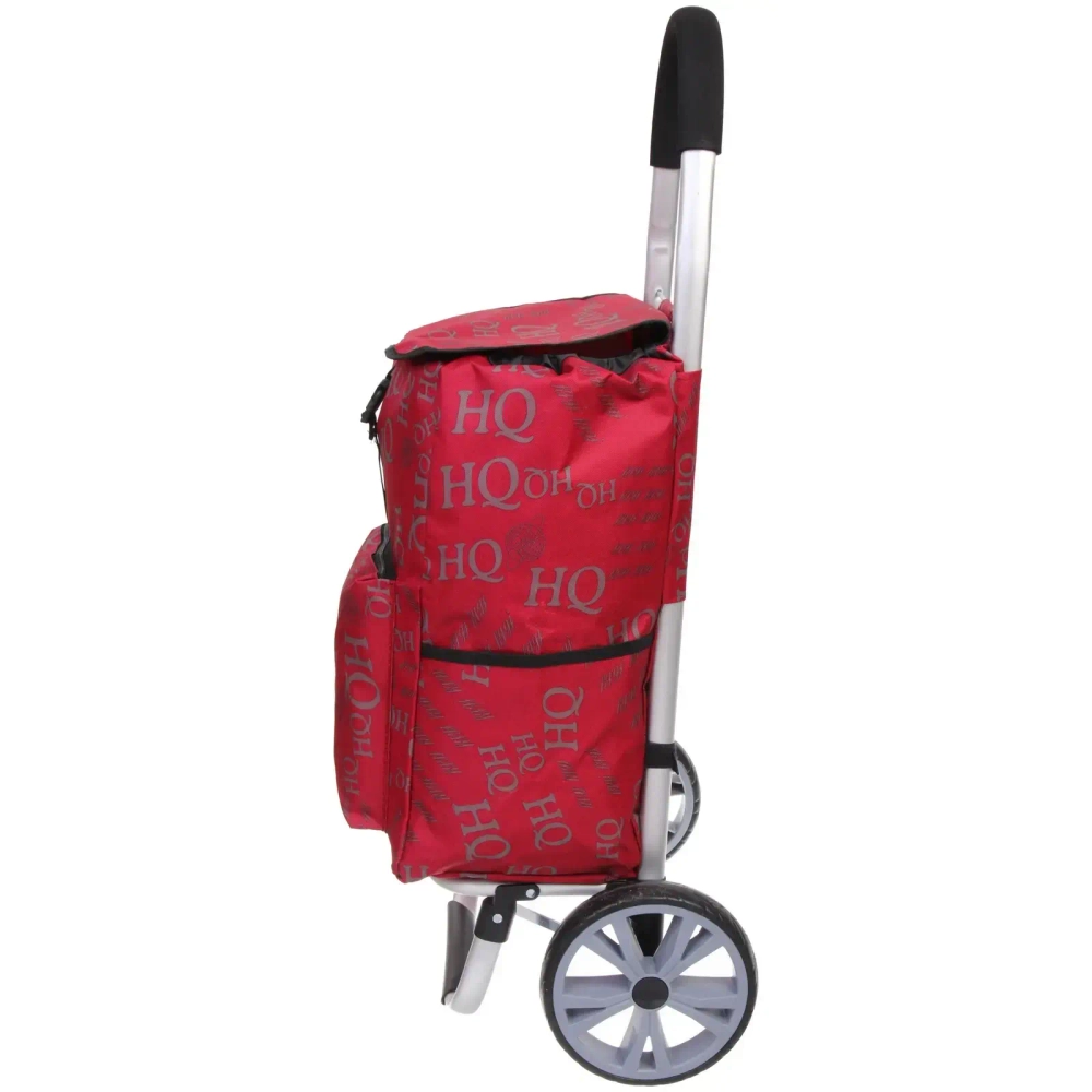 Тележка хозяйственная с сумкой (100*40*35см, колеса 21см,грузоподъемность до50 кг) HQ красная