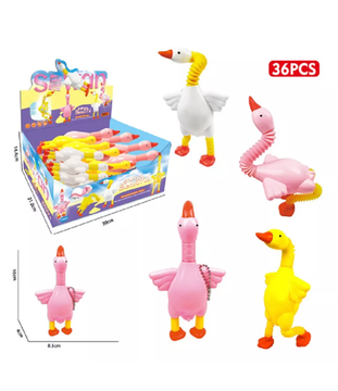 Брелок антистресс труба-тянучка " Гусь " со светом , 16 см