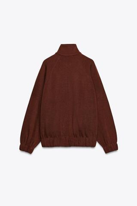 ZARA МЯГКАЯ ТОЛСТОВКА НА МОЛНИИ, ТЕМНО-ЧЕРЕПИЧНЫЙ