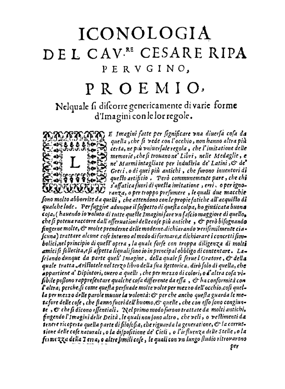 Iconologia di Cesare Ripa perugino. cavre. de sti. Mauritio, e Lazzaro | C. Ripa