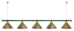 Лампа STARTBILLIARDS 5 пл. (плафоны зеленые,штанга золотая,фурнитура золото)