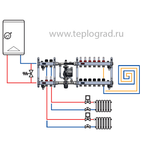 Насосно-смесительный узел Stout с термостатическим клапаном 30-60°C, без насоса