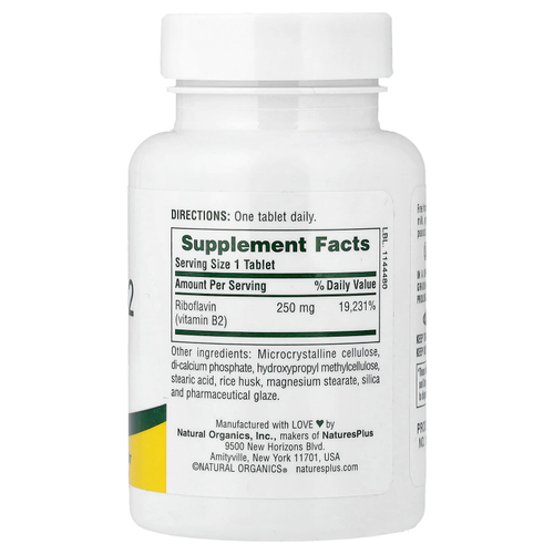 NaturesPlus, витамин B2, длительное высвобождение, 250 мкг, 60 таблеток