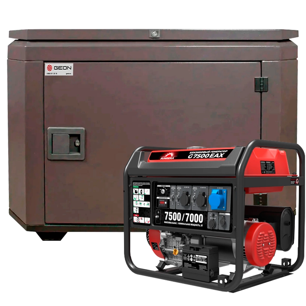 Генератор бензиновый SUNREKA G7500EAX с кожухом Geon 1400SS RAL 8019