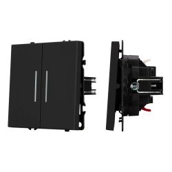 Механизм выключателя двухклавишный непроходной LED SWT-NOBE-MK02-SFPL-L-BK (230V, 10A) (Arlight, Черный оникс) 054264