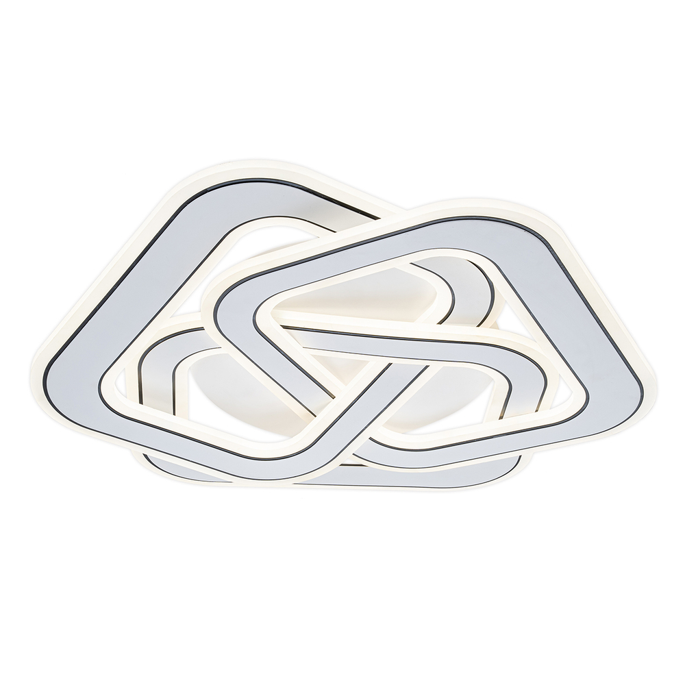 Потолочный светодиодный светильник 140Вт, 6113лм, 3000-6000K, Ra>80, плавная регулировка мощности, изменение цветовой температуры, ночник, пульт, металл/акрил, белый/черный