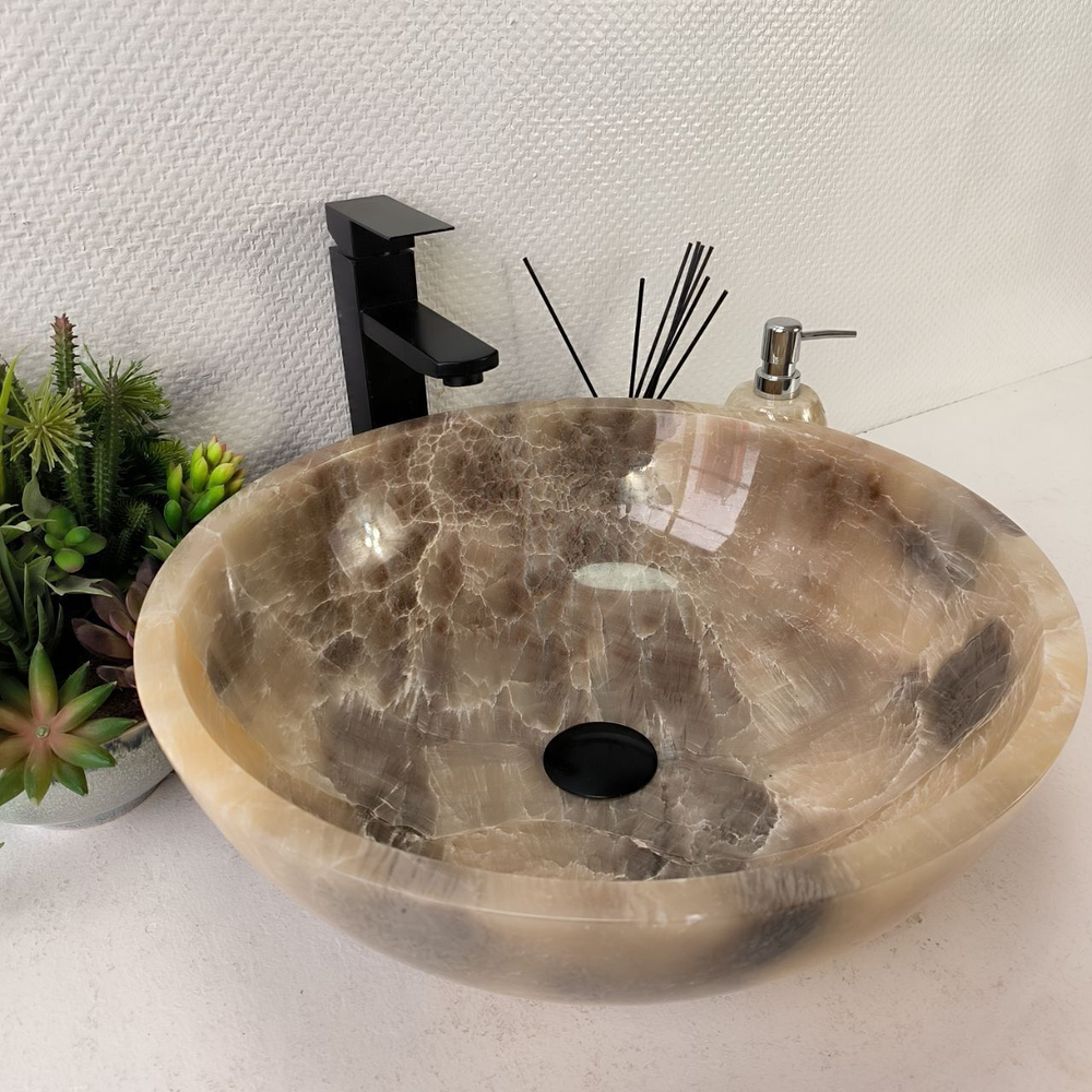 Каменная раковина из оникса Bowl Grey Medium TinLip BO-00964 (45*45*15)