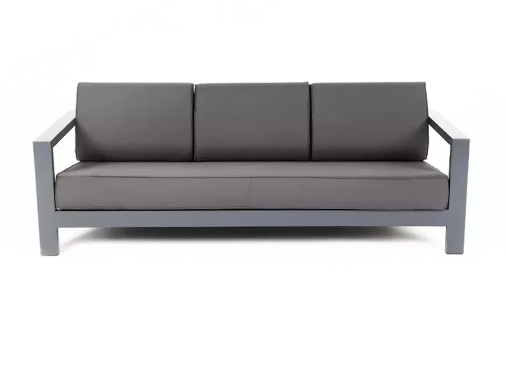 "Гранада" диван 3-местный, каркас алюминий темно-серый (RAL7024) шагрень, ткань темно-серая 027