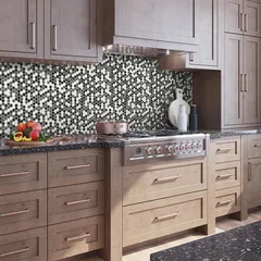 STP-BK005-HEX Natural Стеклянная мозаика Steppa черная белая серая полированная