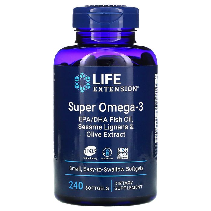 Супер омега-3, Super Omega-3, Life Extension, 240 капсул