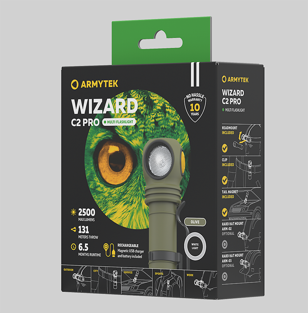 Фонарь Armytek Wizard C2 Pro Olive (свет белый) [F08701CO]