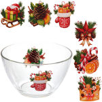 Салатник стеклянный 1750мл «Зимняя фантазия» 6 видов