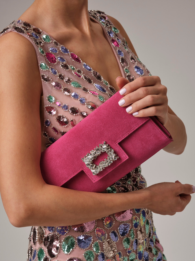 Клатч замшевый розовый