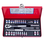 Набор торцевых головок с принадлежностями 1/4&quot;, шестигранные, 4-12 мм, 5/32&quot;-1/2&quot;, 30 предметов KING TONY 2530CR