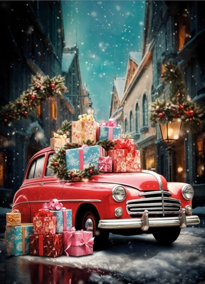 МАШИНА зима №2 вертикаль фон неопреновый