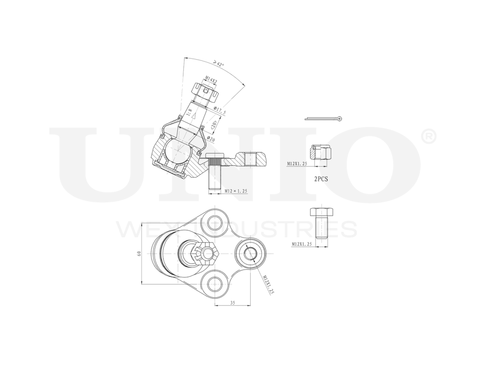Опора шаровая передняя нижняя UNIO SSP-20028