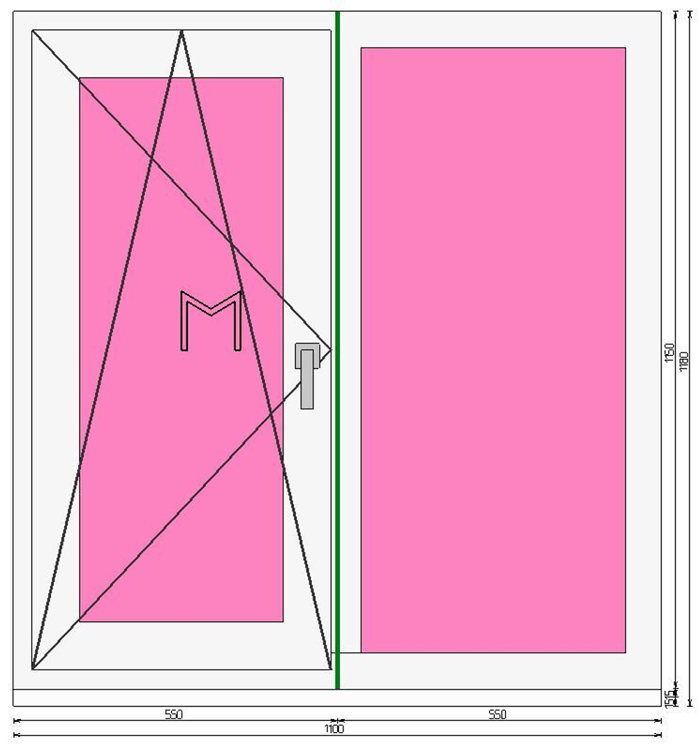Пластиковое окно 1150 х 1100 ТермА Эко + Москитная сетка