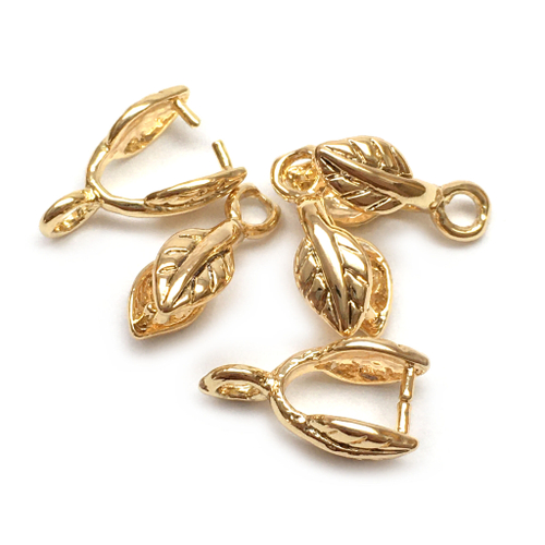 Бейл для кулона "Листочек" 13х5 мм, позолота