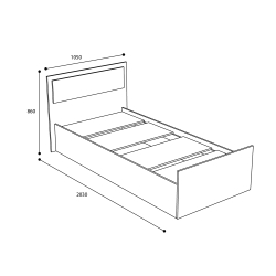 Кровать 90х200 с проложками ДСП Фиеста LIGHT, венге / лоредо