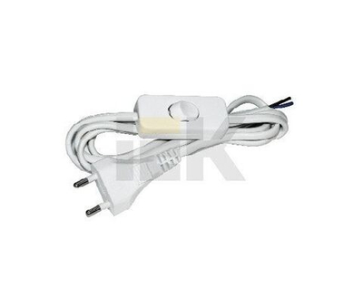 Шнур IEK УШ-1КВ 2х0,75/2метра с пл. вилкой и с выкл., белый