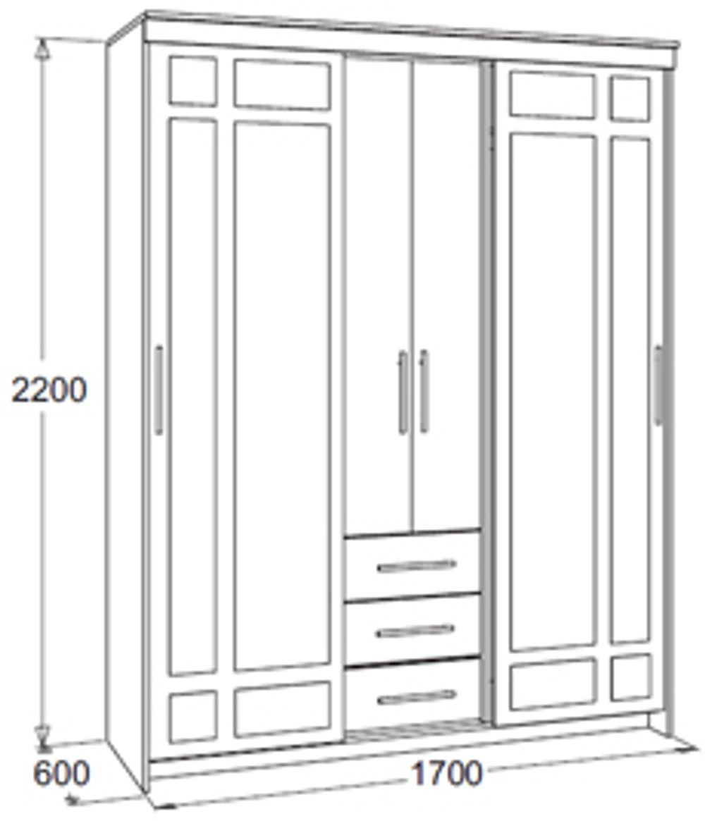 Шкаф-купе «Мираж-4» (молочный дуб/венге), Фант-мебель