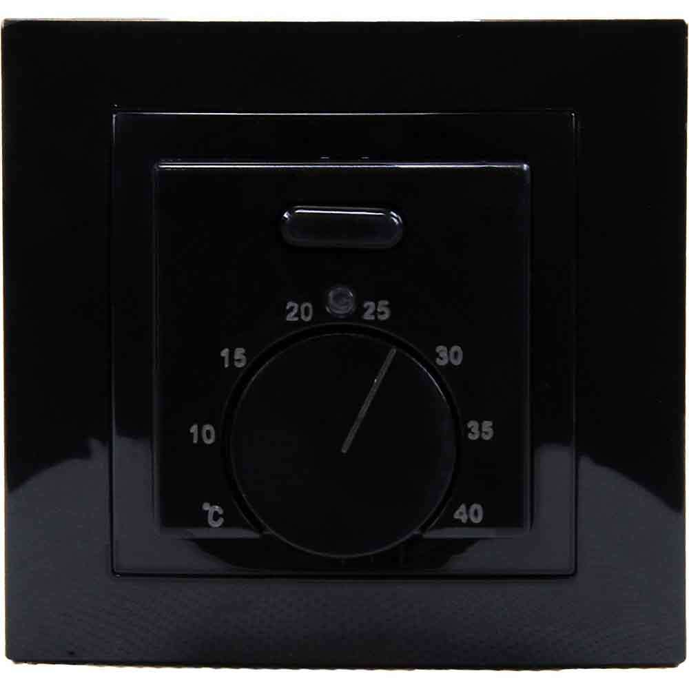 Floor heating thermostat Elephant T03SM, body material - plastic, color - black, manual control