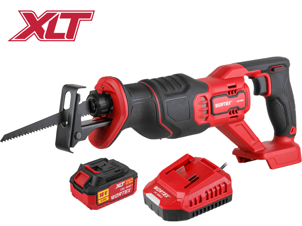 Аккум. сабельная пила WORTEX CSR 1118-1 в кор. ALL1 XLT SET 18В, 4 Ач акб, дер. 110 мм