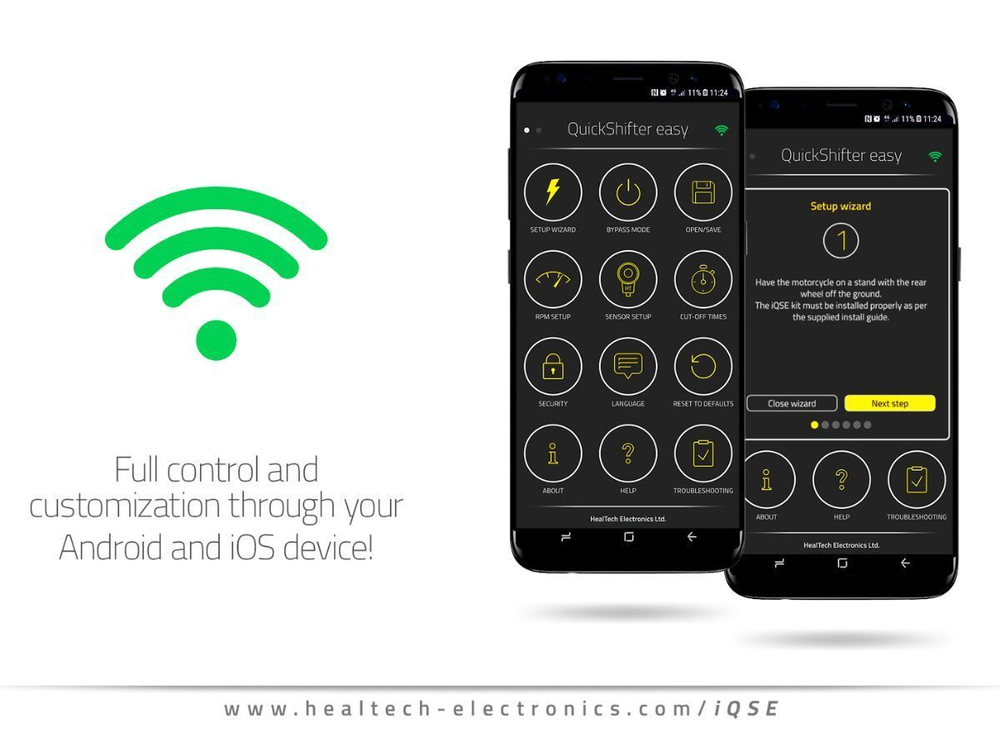 HT-IQSE-W1+HT-QSH-F1A HEALTECH WI-FI ELECTRONIC QUICK SHIFTER W/HARNESS (M 937)