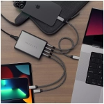 Сетевое зарядное устройство Satechi 4хUSB-C, PD, GaN, 165Вт, серый космос