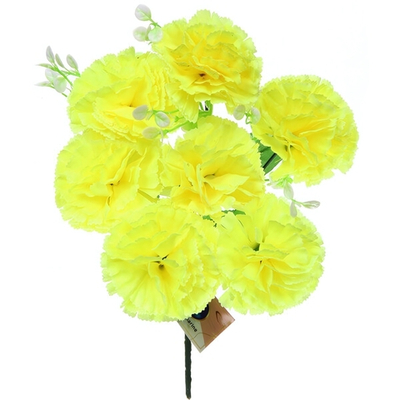 Искусственные цветы «Букет Гвоздик» 34см 7цветков желтые