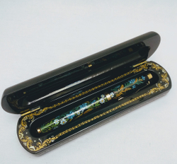 Ручка с росписью Палех в шкатулке "Пшеница с васильками"