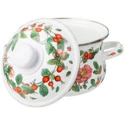 КАСТРЮЛЯ AGNESS ЭМАЛИРОВАННАЯ С ЭМАЛ.КРЫШКОЙ СЕРИЯ "ШИПОВНИК", 1.5 Л, 16*10 СМ