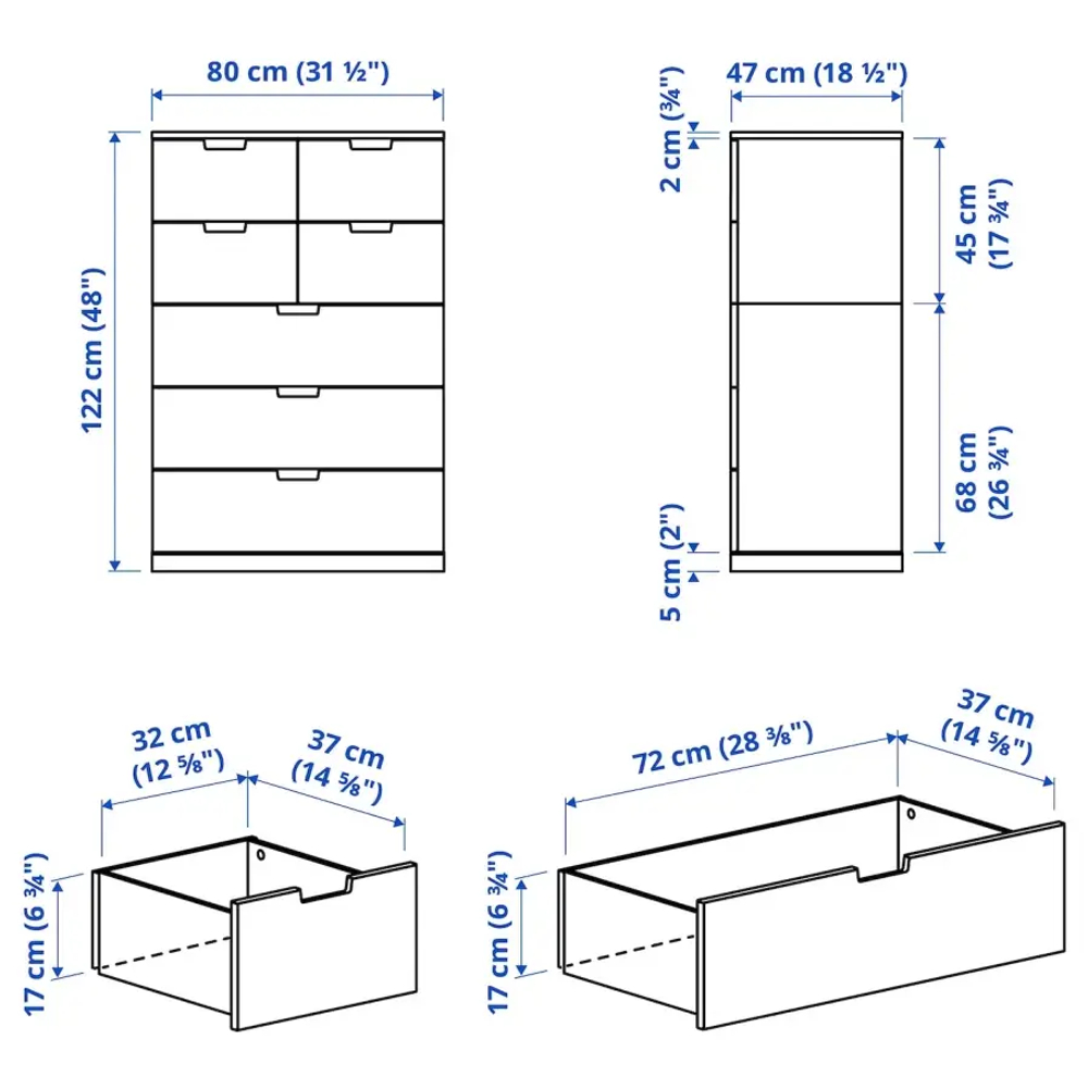 Комод - IKEA NORDLI/НОРДЛИ ИКЕА, 47х122х80 см, белый