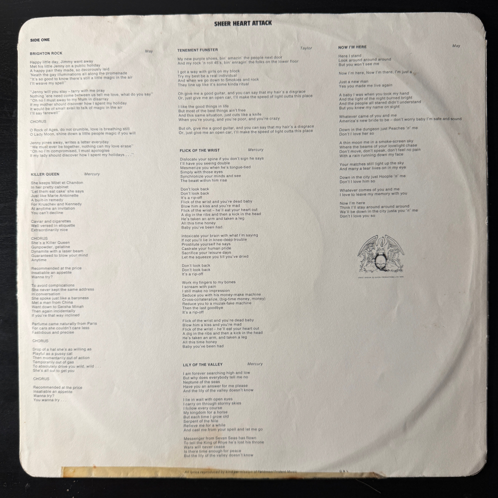 Queen ‎– Sheer Heart Attack (Англия 1975г.)