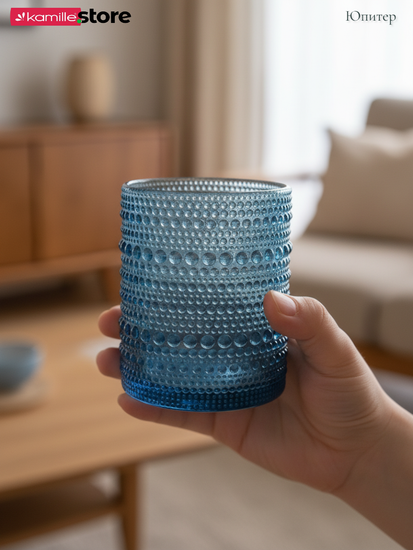 Набор стаканов 300 мл. 6 шт., стекло с фактурным орнаментом, коллекция Юпитер