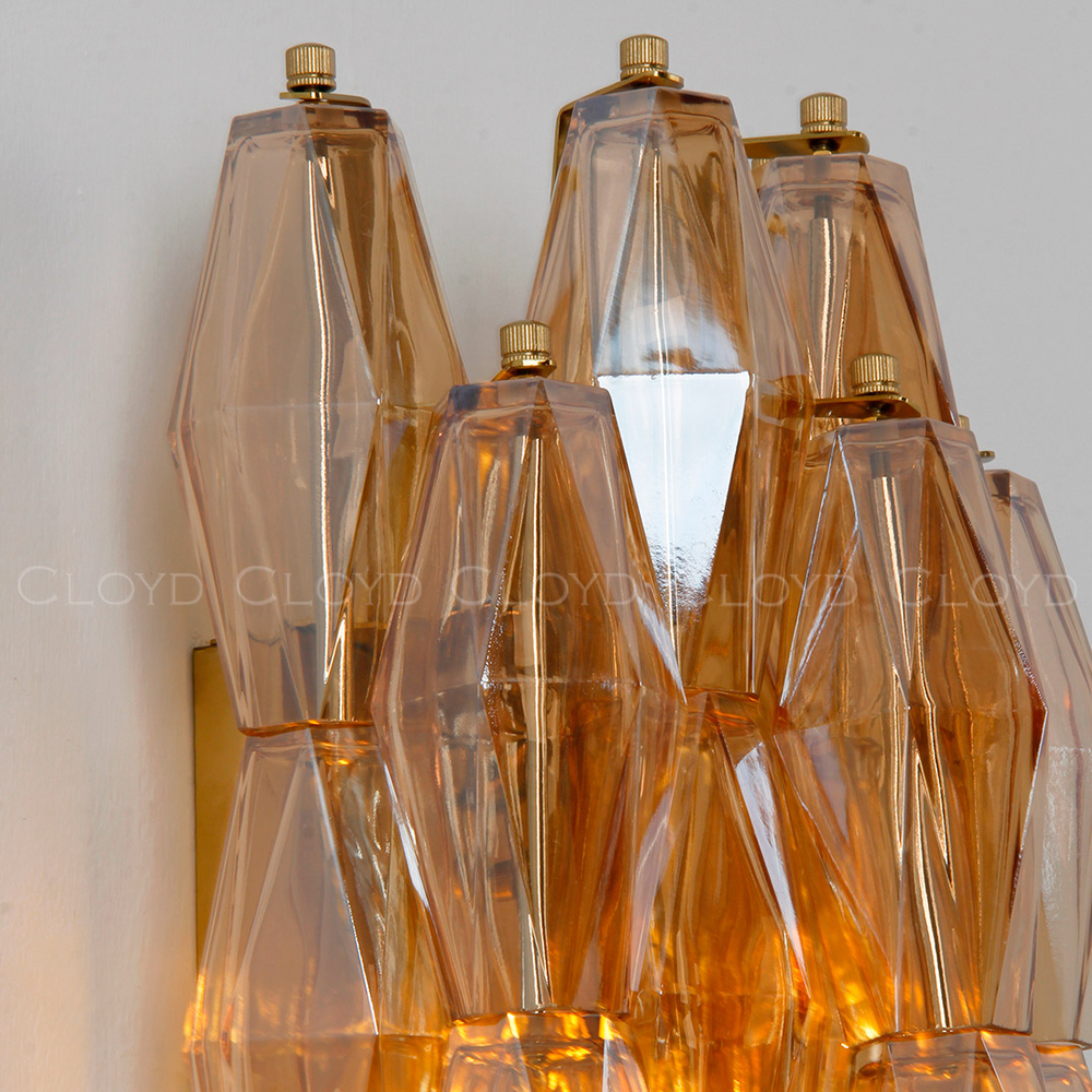 Бра Cloyd CALCUTTA W1 / выс. 37 см - латунь - янтарн.стекло (арт.20484)