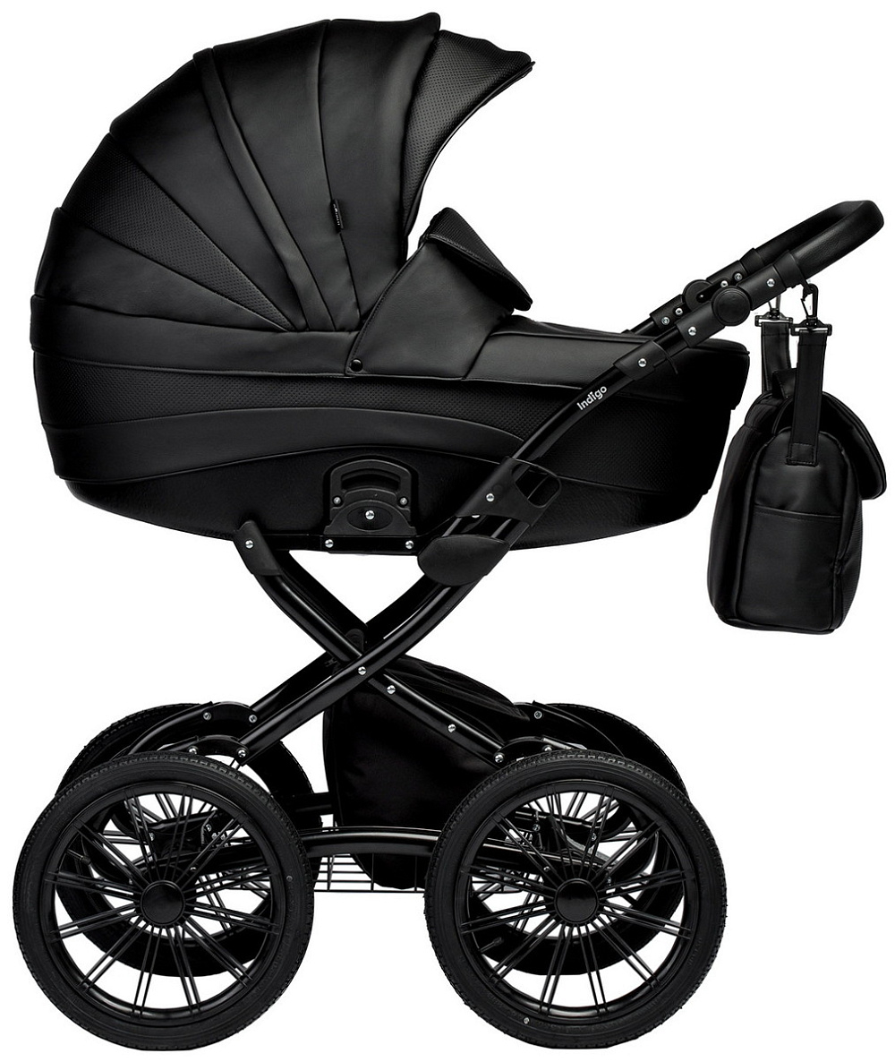 Детская коляска Indigo Special Plus 3 в 1 с автокреслом Avionaut Cosmo Black Is03 черная кожа