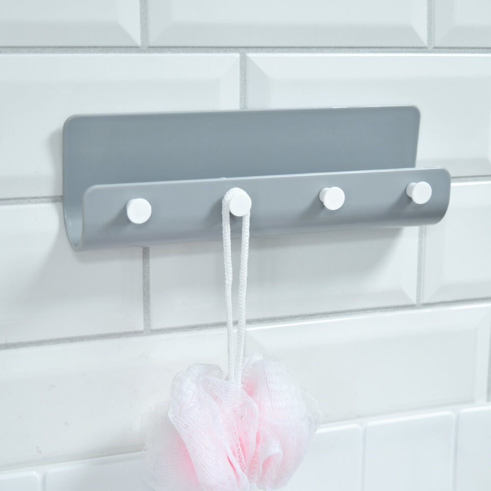 Планка с 4 крючками самоклеящаяся, 21,5*6,5*5см VETTA