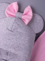 Шапка для девочек с ушками и снуд на осень