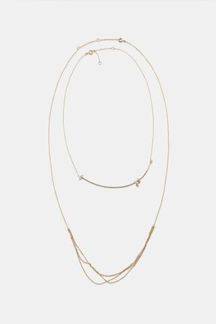 ZARA НАБОР ИЗ ДВУХ МИНИМАЛИСТИЧНЫХ ОЖЕРЕЛИЙ СО СТРАЗАМИ, ЗОЛОТИСТЫЙ