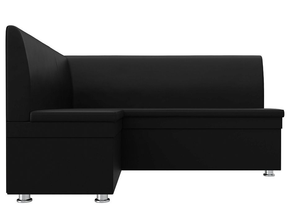 Диван кухонный угловой Уют левый угол, Черный, Экокожа, 28387L